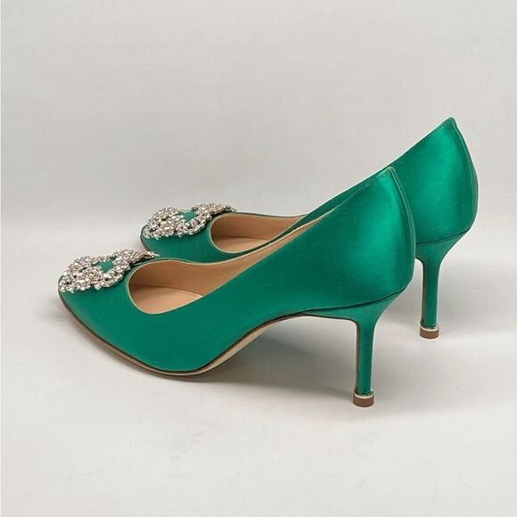 Manolo Blahnik Hangisi 70MM Embellished Satin Pumps size 36.5 - Picture 7 of 14